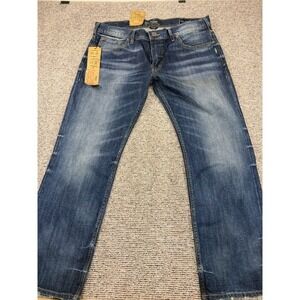 Silver Jeans Mens 38x30 Nash Classic Fit Straight Leg Whiskers Blue Jeans